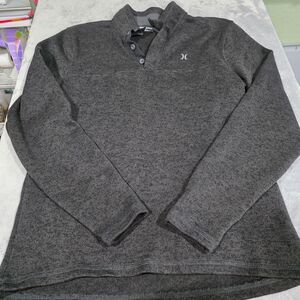 Hurley Sweater Fleece Pullover Mens L Black Long Sleeve -Outdoor